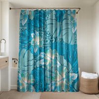Hawaii Bathroom Set Teal Polynesian Monstera Patterns DT05 Shower Curtain Only Teal - Polynesian Pride