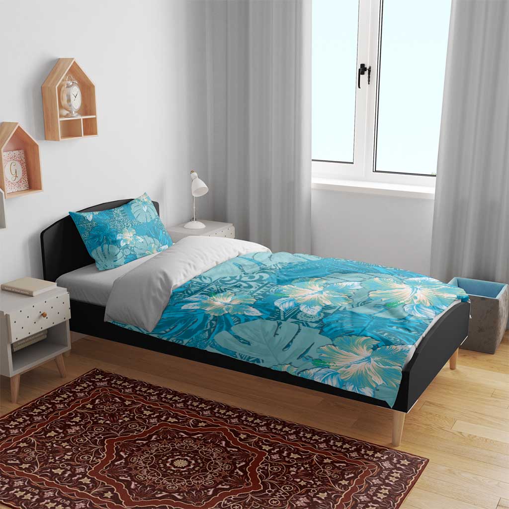 Hawaii Bedding Set Teal Polynesian Monstera Patterns DT05 - Polynesian Pride