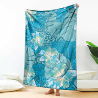 Hawaii Blanket Teal Polynesian Monstera Patterns DT05 - Polynesian Pride