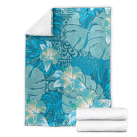 Hawaii Blanket Teal Polynesian Monstera Patterns DT05 - Polynesian Pride