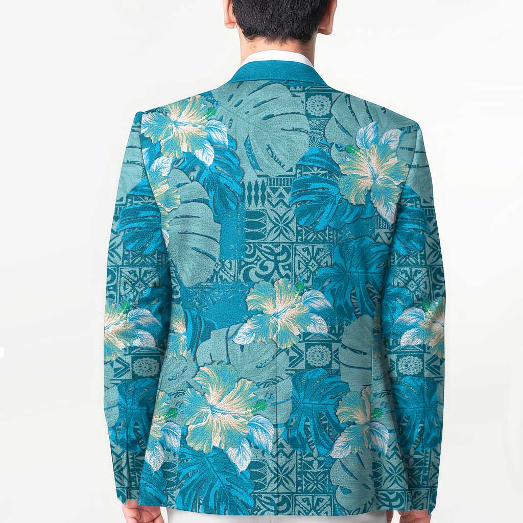 Hawaii Blazer Teal Polynesian Monstera Patterns DT05 - Polynesian Pride