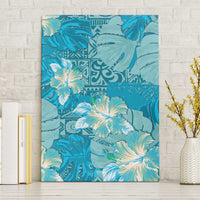Hawaii Canvas Wall Art Teal Polynesian Monstera Patterns DT05 Without Frame Teal - Polynesian Pride