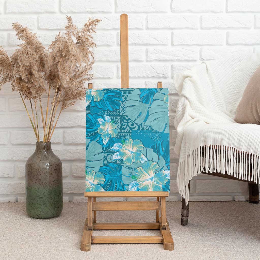 Hawaii Canvas Wall Art Teal Polynesian Monstera Patterns DT05 - Polynesian Pride