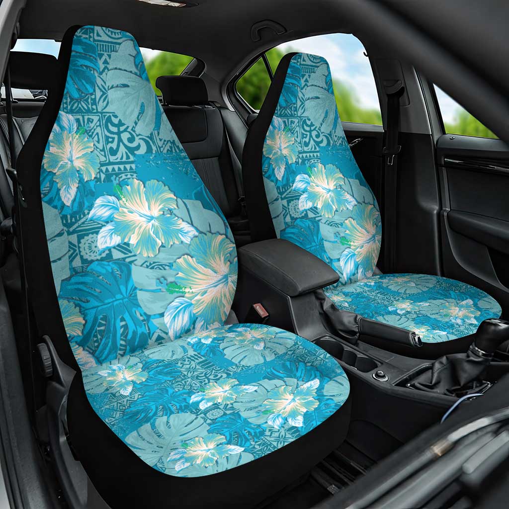 Hawaii Car Seat Cover Teal Polynesian Monstera Patterns DT05 One Size Teal - Polynesian Pride