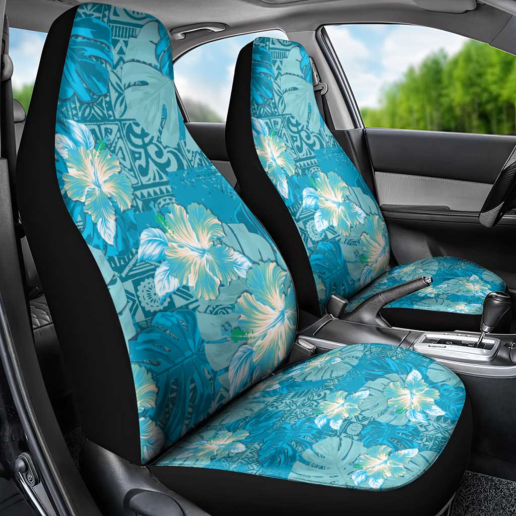Hawaii Car Seat Cover Teal Polynesian Monstera Patterns DT05 - Polynesian Pride