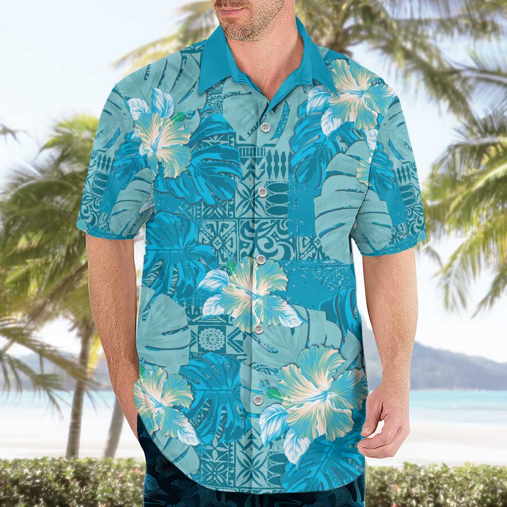Hawaii Hawaiian Shirt Teal Polynesian Monstera Patterns DT05 - Polynesian Pride