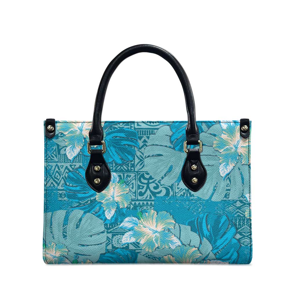 Hawaii Leather Bag Teal Polynesian Monstera Patterns DT05 - Polynesian Pride