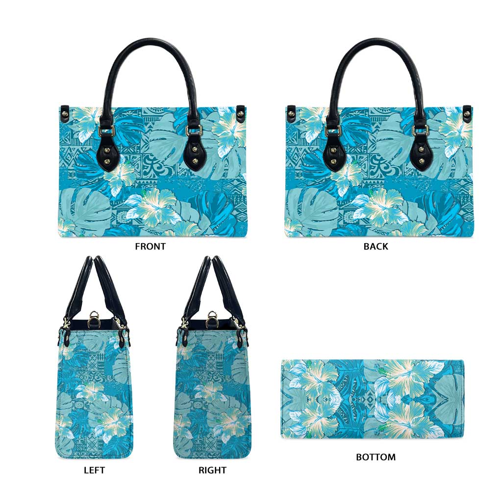 Hawaii Leather Bag Teal Polynesian Monstera Patterns DT05 - Polynesian Pride