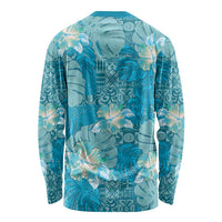 Hawaii Long Sleeve Shirt Teal Polynesian Monstera Patterns DT05 - Polynesian Pride