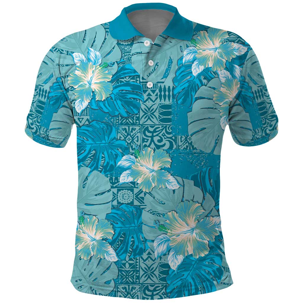 Hawaii Polo Shirt Teal Polynesian Monstera Patterns DT05 Teal - Polynesian Pride