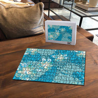 Hawaii Puzzle Teal Polynesian Monstera Patterns DT05 - Polynesian Pride