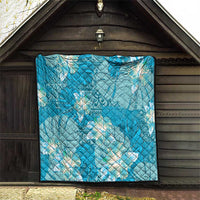 Hawaii Quilt Teal Polynesian Monstera Patterns DT05 - Polynesian Pride