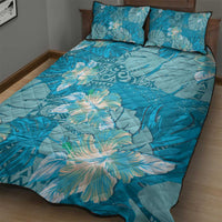 Hawaii Quilt Bed Set Teal Polynesian Monstera Patterns DT05 - Polynesian Pride