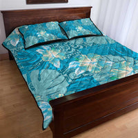 Hawaii Quilt Bed Set Teal Polynesian Monstera Patterns DT05 - Polynesian Pride