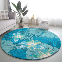 Hawaii Round Carpet Teal Polynesian Monstera Patterns DT05 - Polynesian Pride