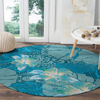 Hawaii Round Carpet Teal Polynesian Monstera Patterns DT05 - Polynesian Pride