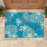 Hawaii Rubber Doormat Teal Polynesian Monstera Patterns DT05 Teal - Polynesian Pride