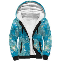 Hawaii Sherpa Hoodie Teal Polynesian Monstera Patterns DT05 Unisex Teal - Polynesian Pride