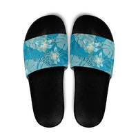 Hawaii Slide Sandals Teal Polynesian Monstera Patterns DT05 Teal - Polynesian Pride