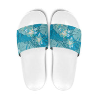 Hawaii Slide Sandals Teal Polynesian Monstera Patterns DT05 Teal - Polynesian Pride