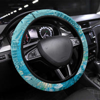 Hawaii Steering Wheel Cover Teal Polynesian Monstera Patterns DT05 Universal Fit Teal - Polynesian Pride