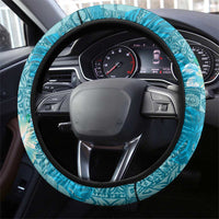 Hawaii Steering Wheel Cover Teal Polynesian Monstera Patterns DT05 - Polynesian Pride