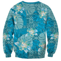 Hawaii Sweatshirt Teal Polynesian Monstera Patterns DT05 - Polynesian Pride