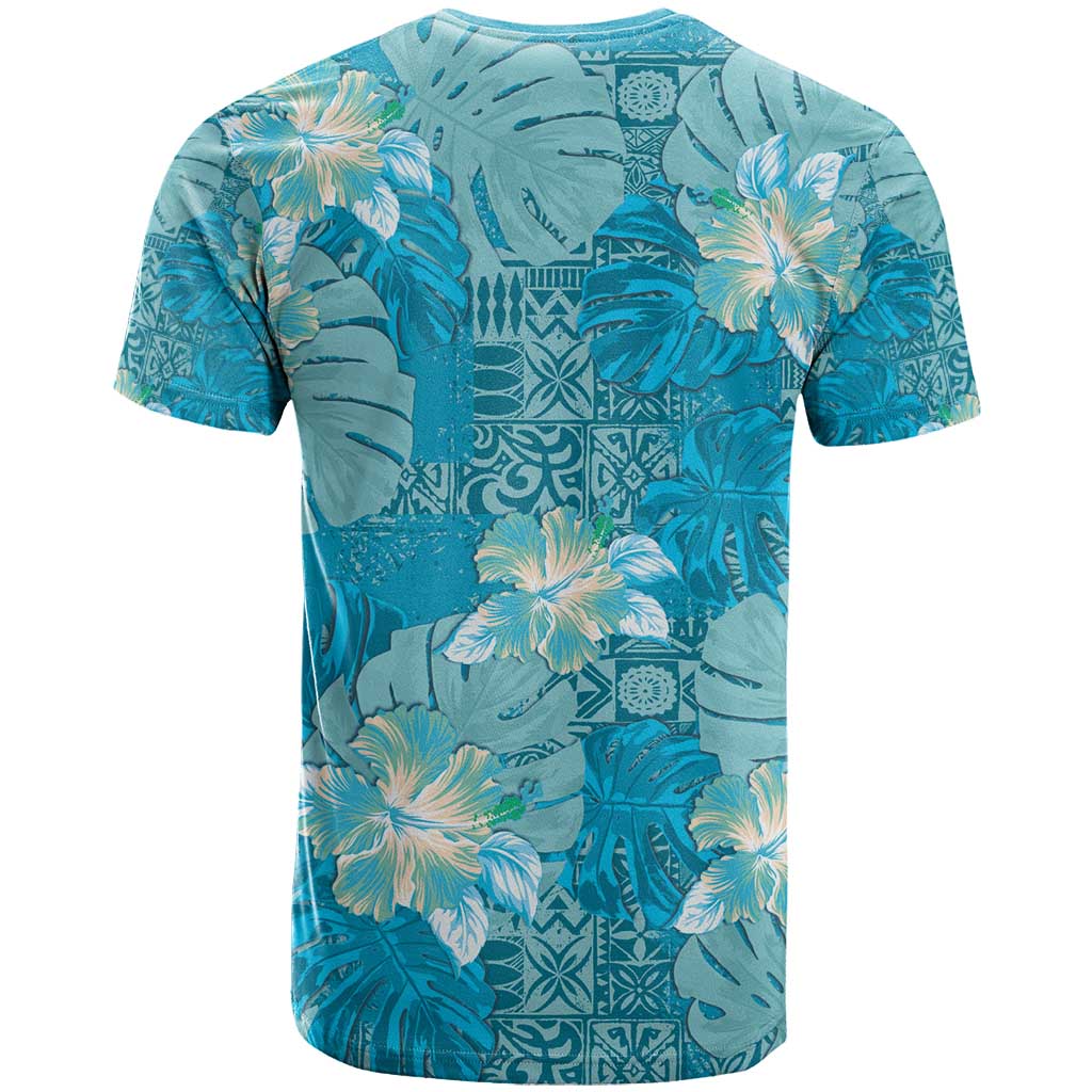 Hawaii T Shirt Teal Polynesian Monstera Patterns DT05 - Polynesian Pride