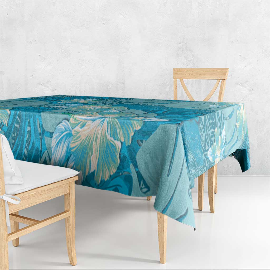 Hawaii Tablecloth Teal Polynesian Monstera Patterns DT05 - Polynesian Pride