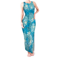 Hawaii Tank Maxi Dress Teal Polynesian Monstera Patterns DT05 Women Teal - Polynesian Pride