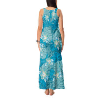 Hawaii Tank Maxi Dress Teal Polynesian Monstera Patterns DT05 - Polynesian Pride