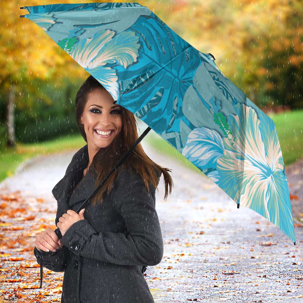 Hawaii Umbrella Teal Polynesian Monstera Patterns DT05 - Polynesian Pride