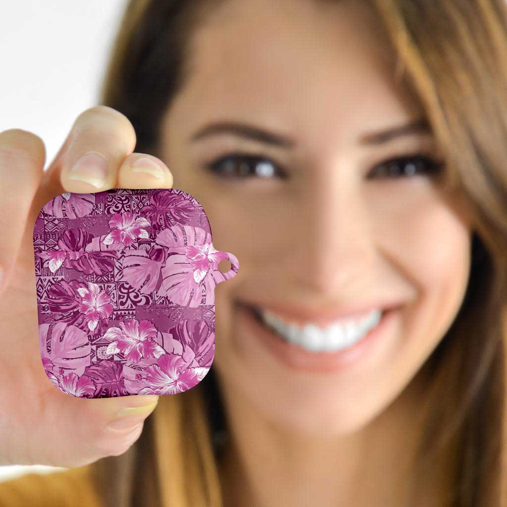 Hawaii AirPods Case Magenta Polynesian Monstera Patterns DT05 Magenta - Polynesian Pride