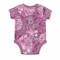 Hawaii Baby Onesie Magenta Polynesian Monstera Patterns