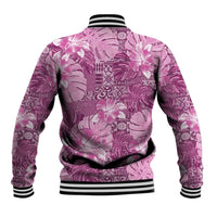 Hawaii Baseball Jacket Magenta Polynesian Monstera Patterns DT05 - Polynesian Pride