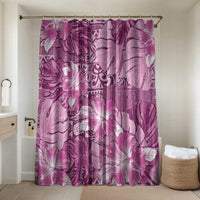 Hawaii Bathroom Set Magenta Polynesian Monstera Patterns DT05 Shower Curtain Only Magenta - Polynesian Pride