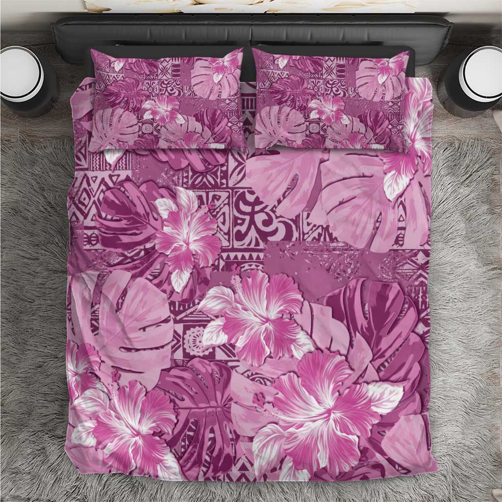 Hawaii Bedding Set Magenta Polynesian Monstera Patterns DT05 Magenta - Polynesian Pride