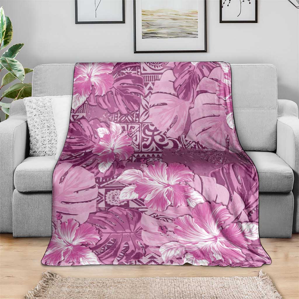 Hawaii Blanket Magenta Polynesian Monstera Patterns DT05 - Polynesian Pride