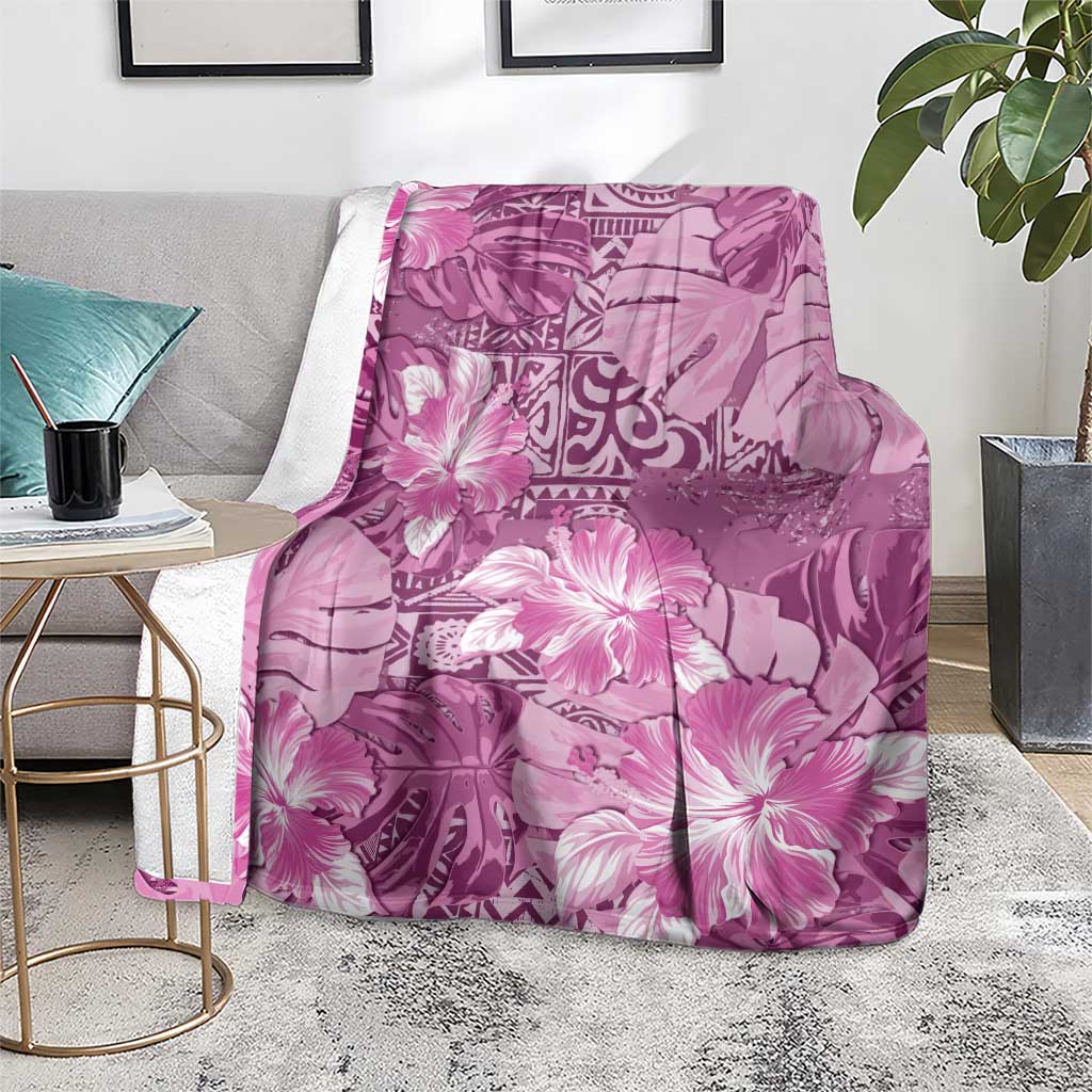 Hawaii Blanket Magenta Polynesian Monstera Patterns DT05 - Polynesian Pride