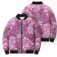 Hawaii Bomber Puffer Jacket Magenta Polynesian Monstera Patterns DT05 - Polynesian Pride