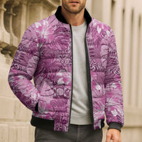 Hawaii Bomber Puffer Jacket Magenta Polynesian Monstera Patterns DT05 - Polynesian Pride