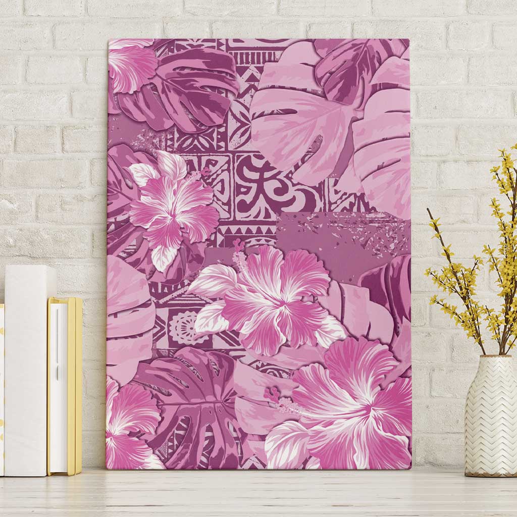 Hawaii Canvas Wall Art Magenta Polynesian Monstera Patterns DT05 Without Frame Magenta - Polynesian Pride