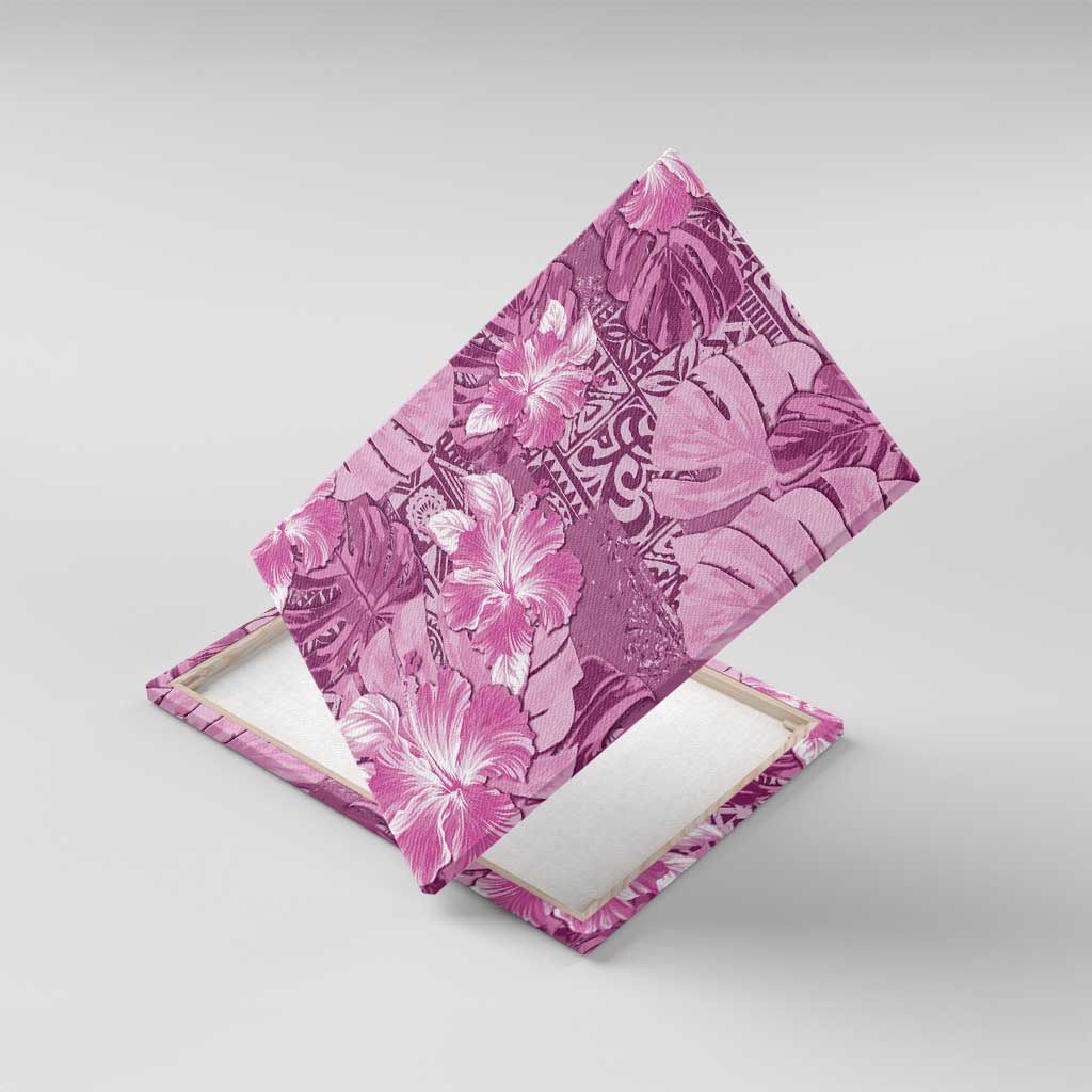 Hawaii Canvas Wall Art Magenta Polynesian Monstera Patterns DT05 With Frame Magenta - Polynesian Pride