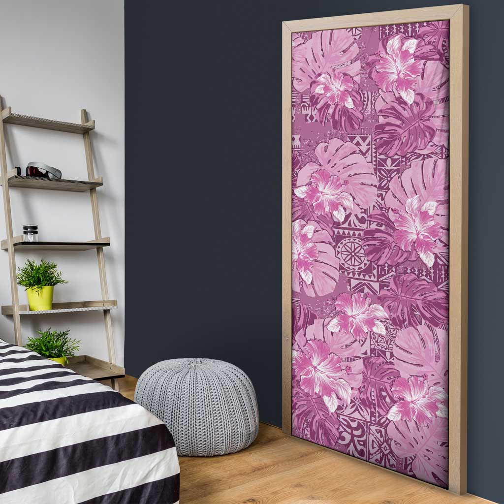 Hawaii Door Cover Magenta Polynesian Monstera Patterns DT05 - Polynesian Pride