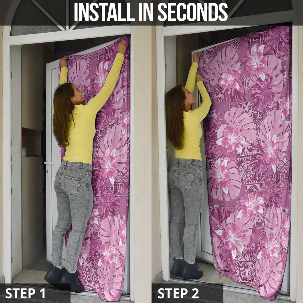 Hawaii Door Cover Magenta Polynesian Monstera Patterns DT05 - Polynesian Pride