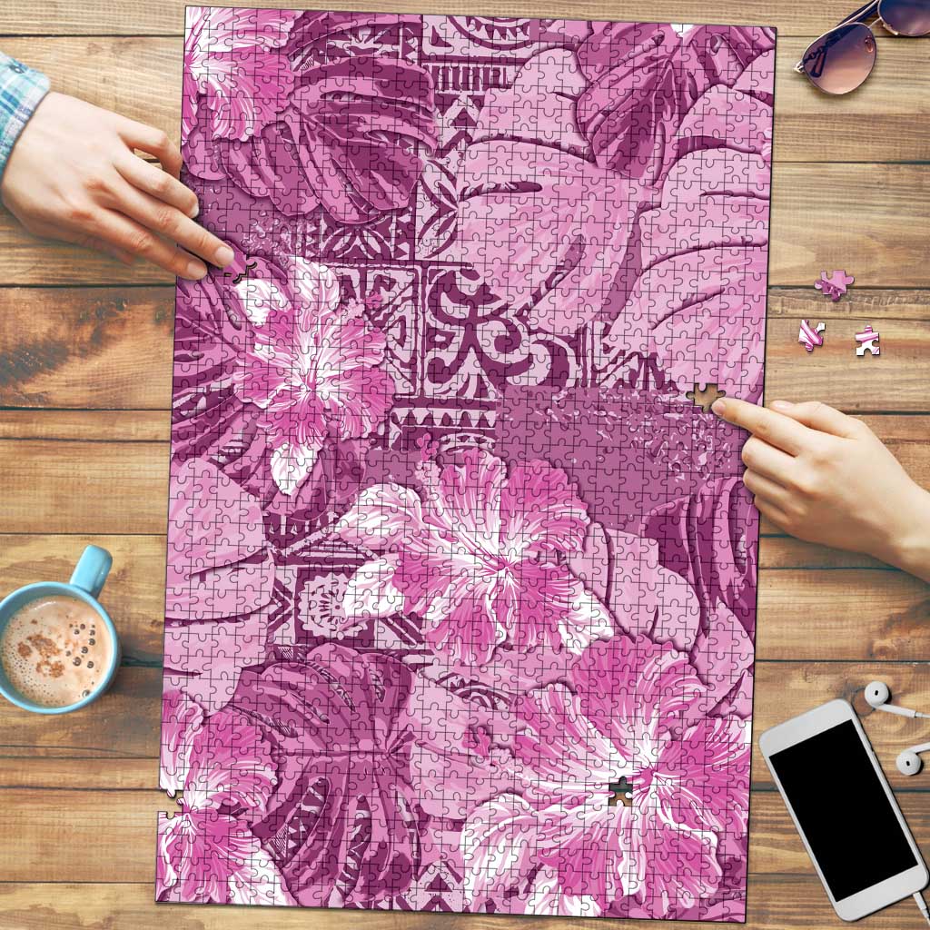 Hawaii Puzzle Magenta Polynesian Monstera Patterns DT05 Magenta - Polynesian Pride