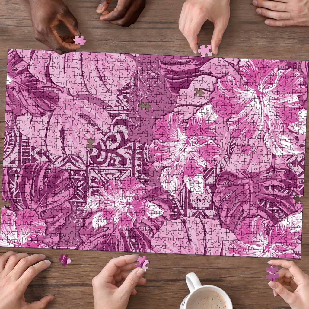 Hawaii Puzzle Magenta Polynesian Monstera Patterns DT05 - Polynesian Pride