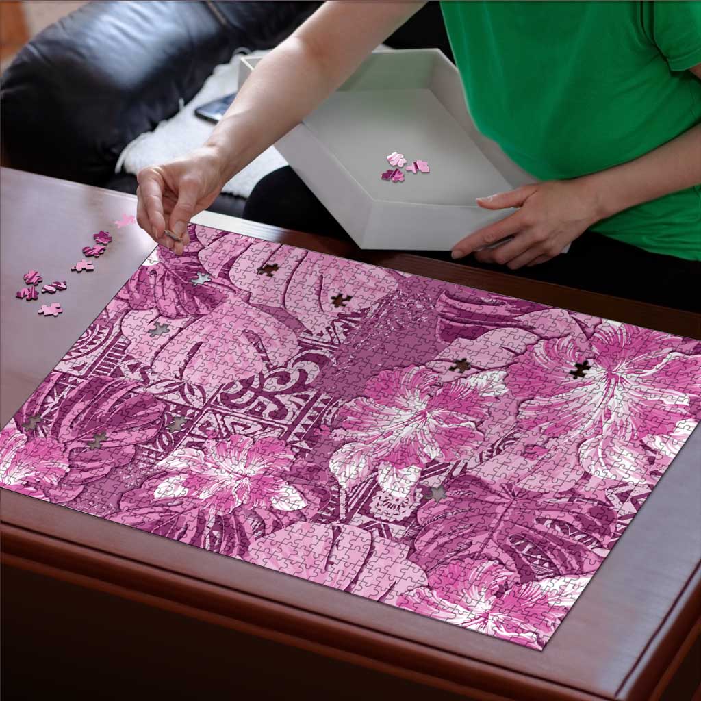 Hawaii Puzzle Magenta Polynesian Monstera Patterns DT05 - Polynesian Pride