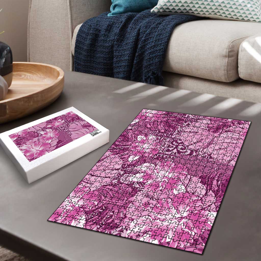 Hawaii Puzzle Magenta Polynesian Monstera Patterns DT05 - Polynesian Pride