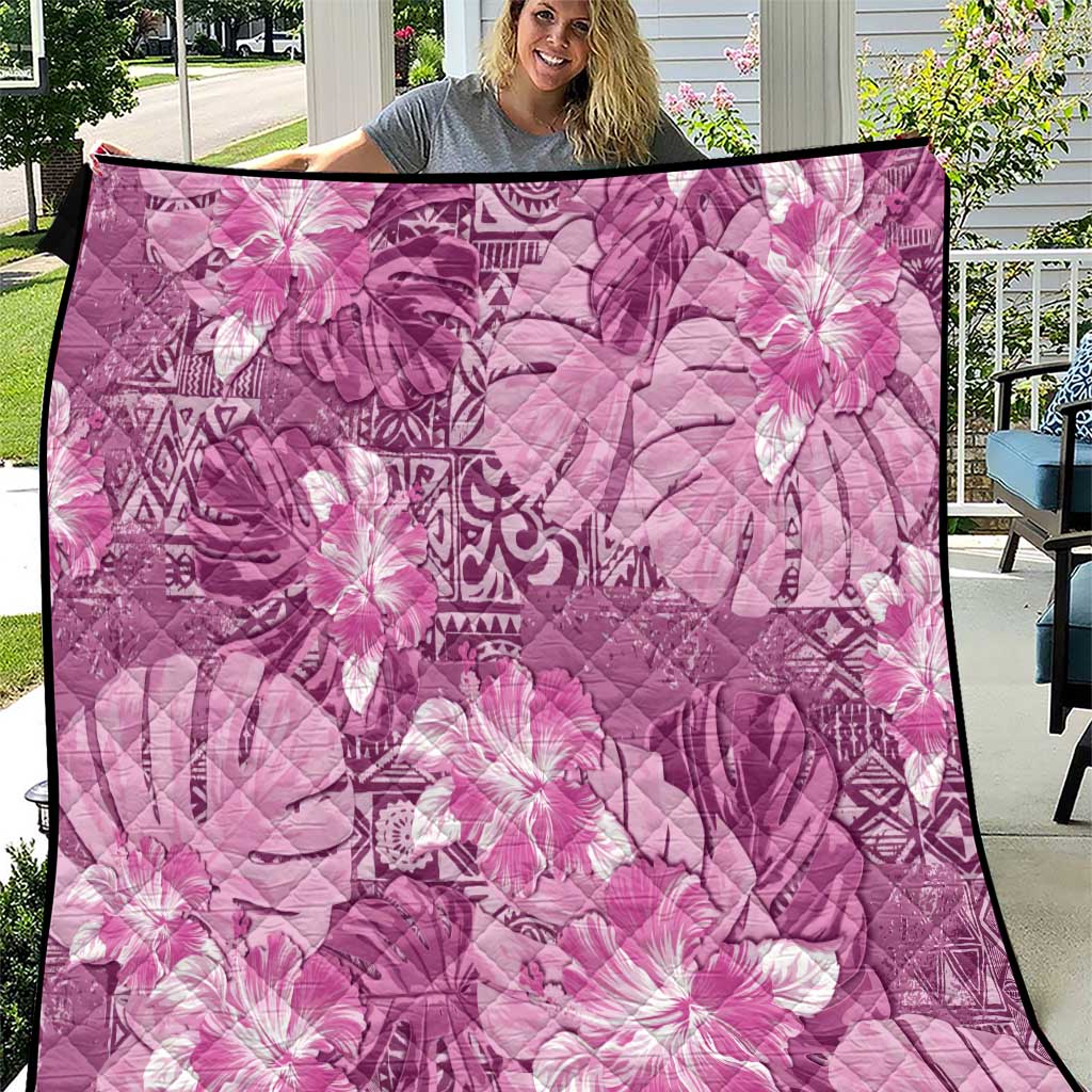 Hawaii Quilt Magenta Polynesian Monstera Patterns DT05 Magenta - Polynesian Pride